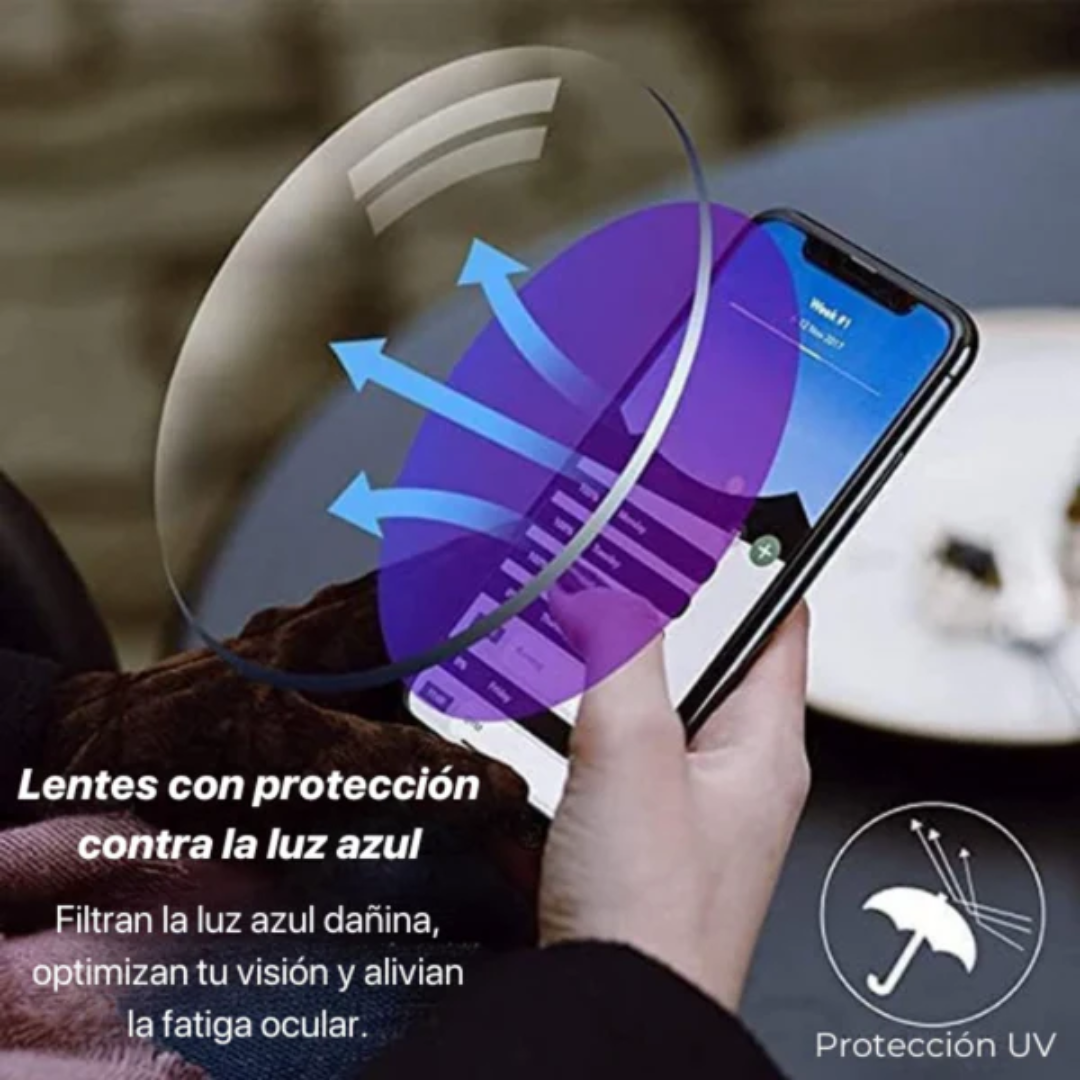 OPTI VISION LENS™ - GAFAS MULTIFOCALES PROTECCIÓN CONTRA LUZ AZUL 2X1 + 2 FUNDAS GRATIS
