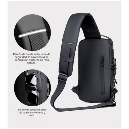 Xsecure™ - Bolso cruzado antirrobo impermeable con carga USB