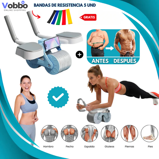 Rodillo Abdominal fit™ + Bandas de Resistencia 5und GRATIS