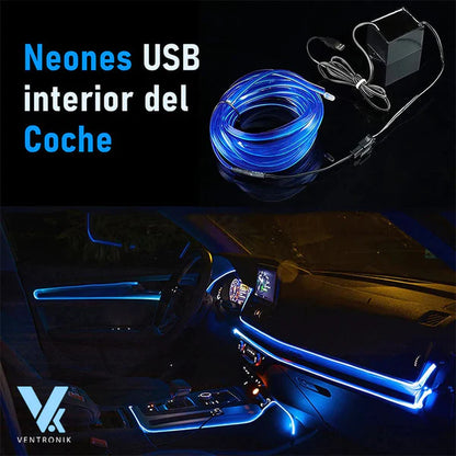 Tira de luz ambiente multifuncional 7 colores RGB para coches